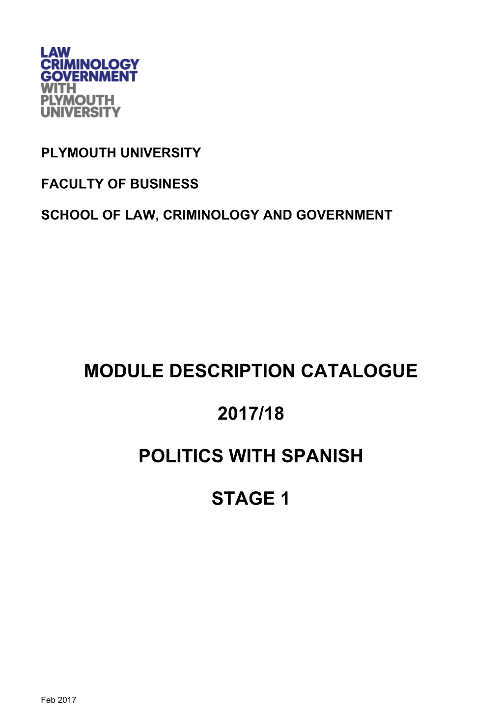 University of Plymouth Module Record