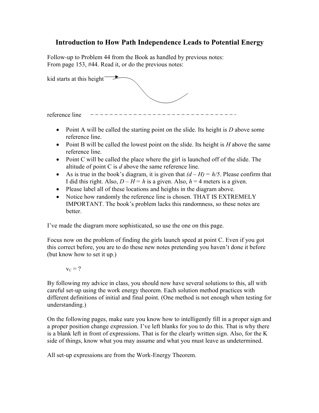 Introduction to How Path Independence Leads to Potential Energy