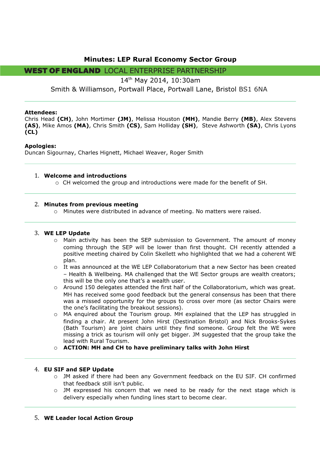 Minutes: LEP Rural Economy Sector Group