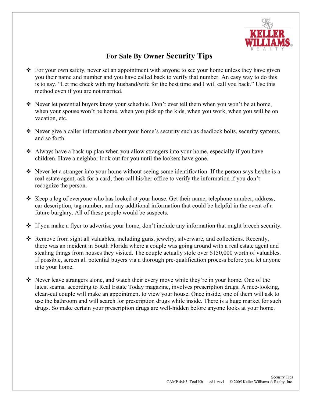 For Sale by Owner Security Tips