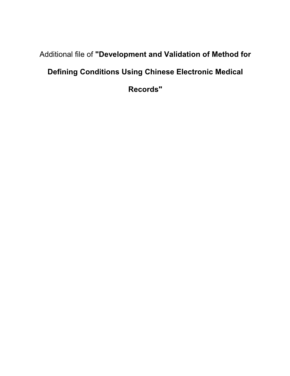 Additional File of Development and Validation of Method for Defining Conditions Using Chinese