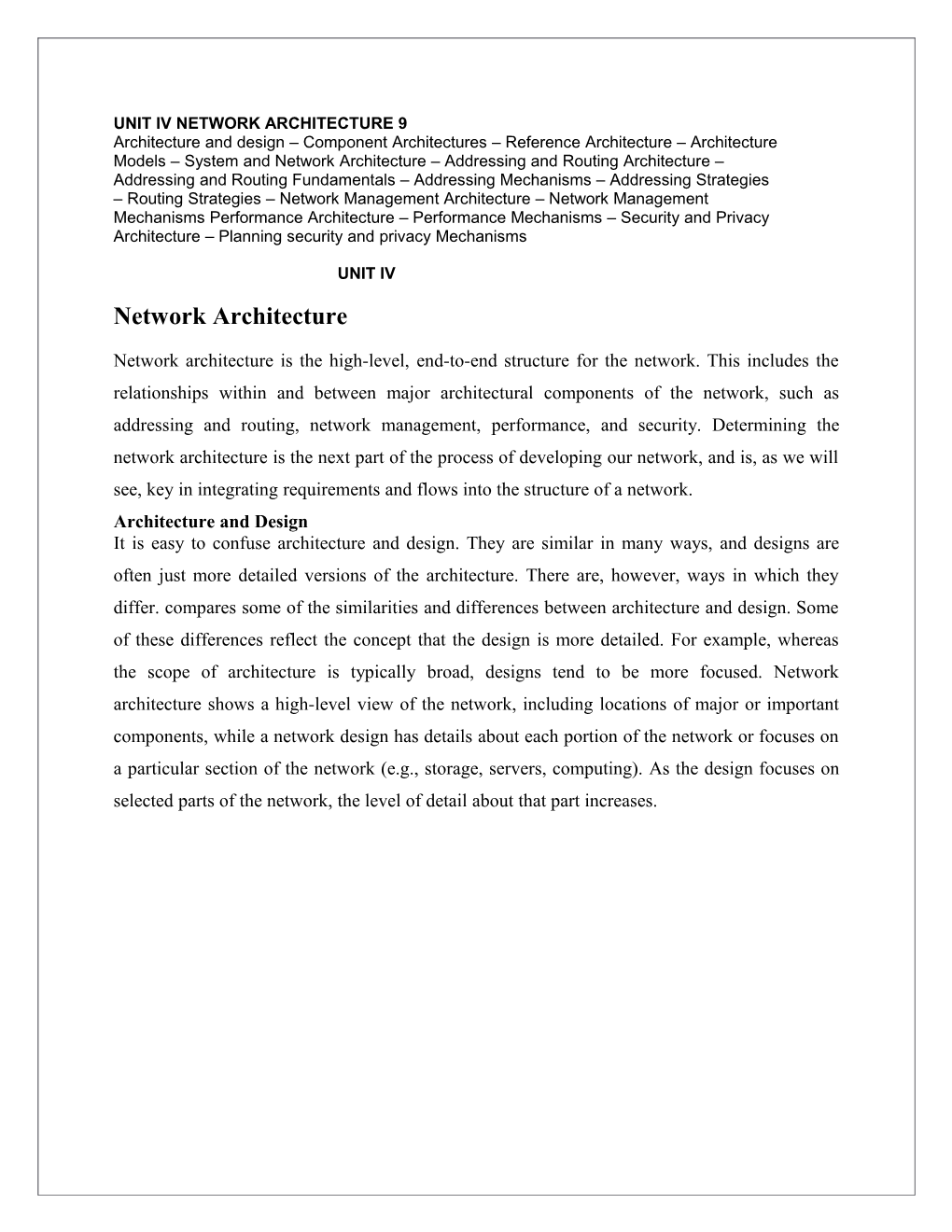 Unit Iv Network Architecture 9
