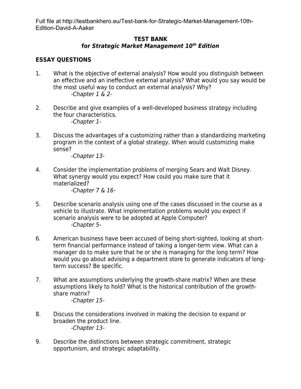 For Strategic Market Management 10Th Edition