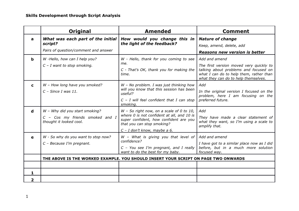 Skills Development Through Script Analysis