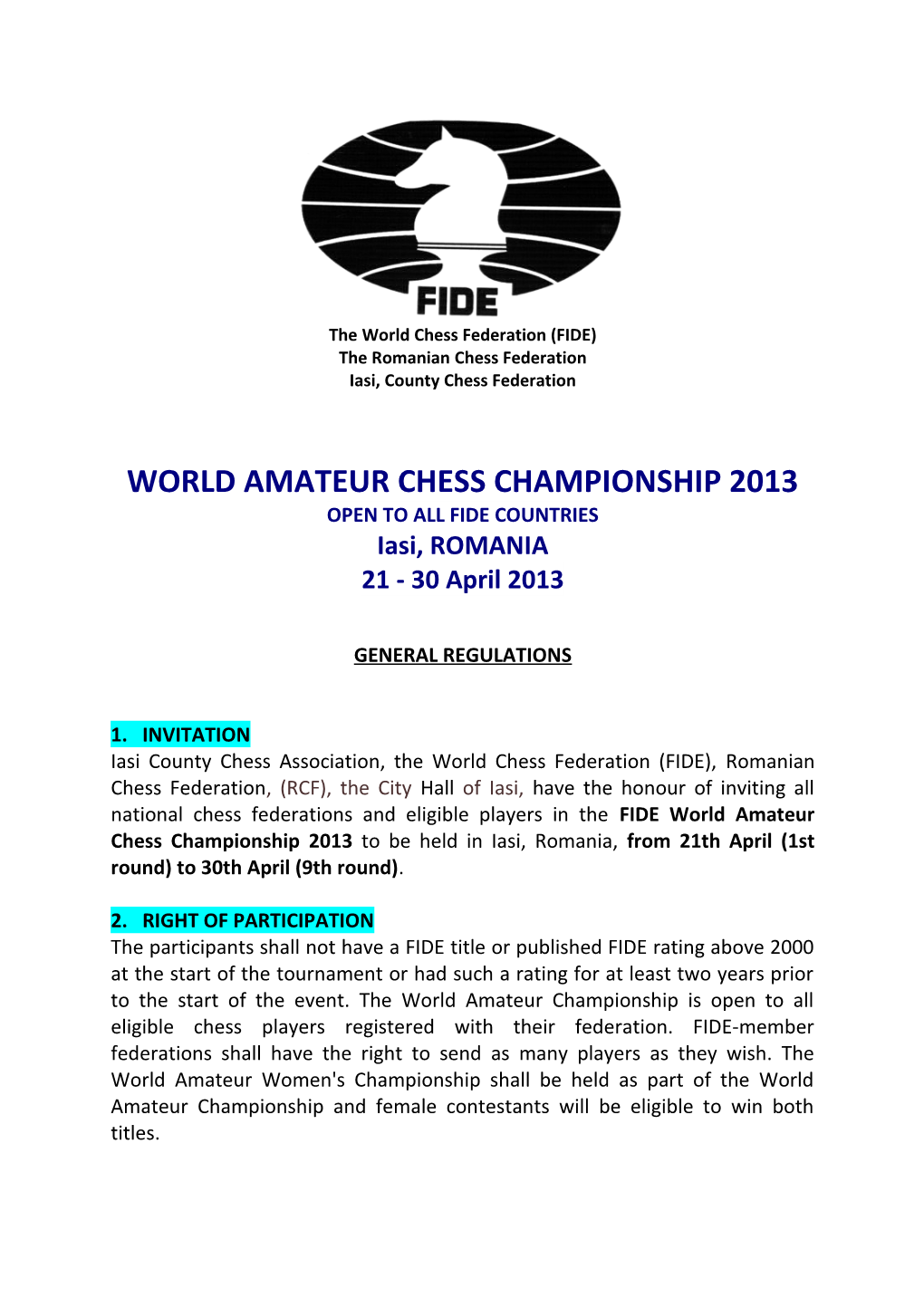 The FIDE World Amateur Chess Championship 2012 Was Held in the 5-Star Porto Carras Grand