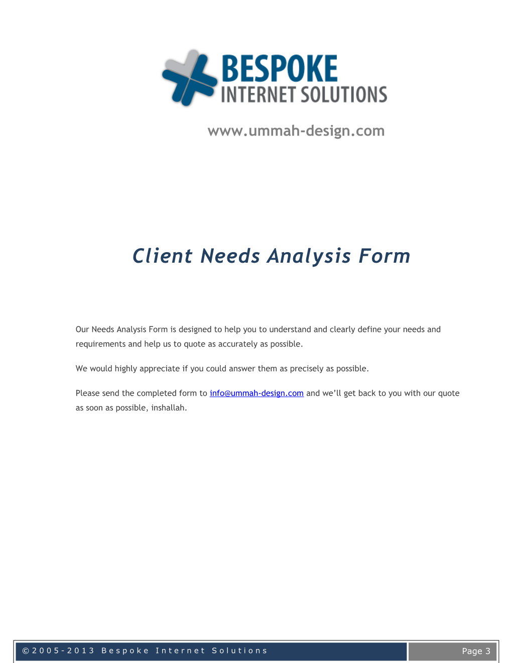 Client Needs Analysis Form