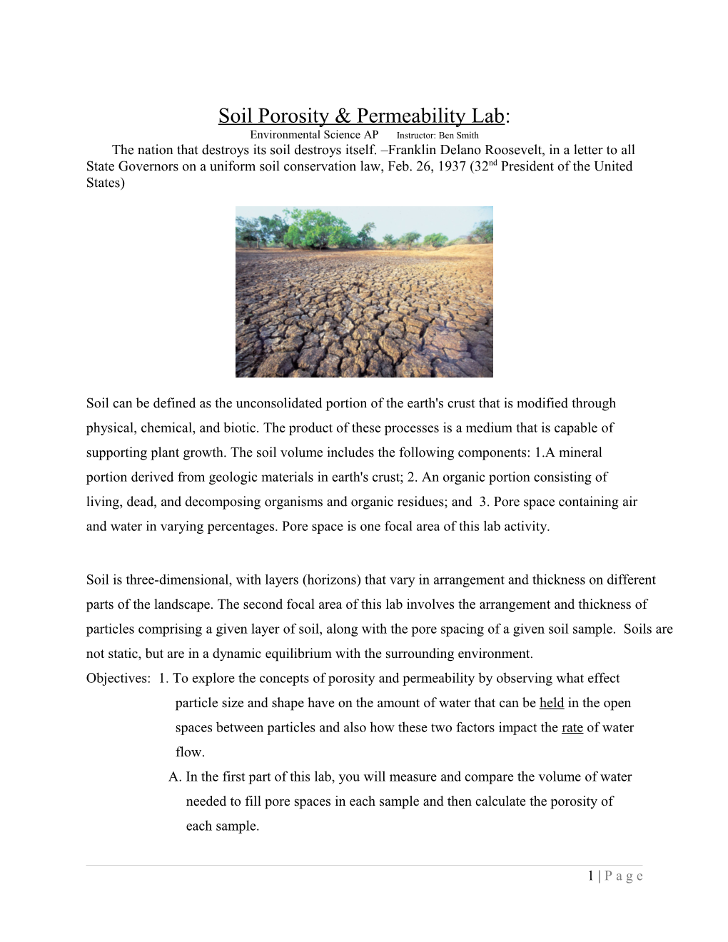 Soil Porosity & Permeability Lab