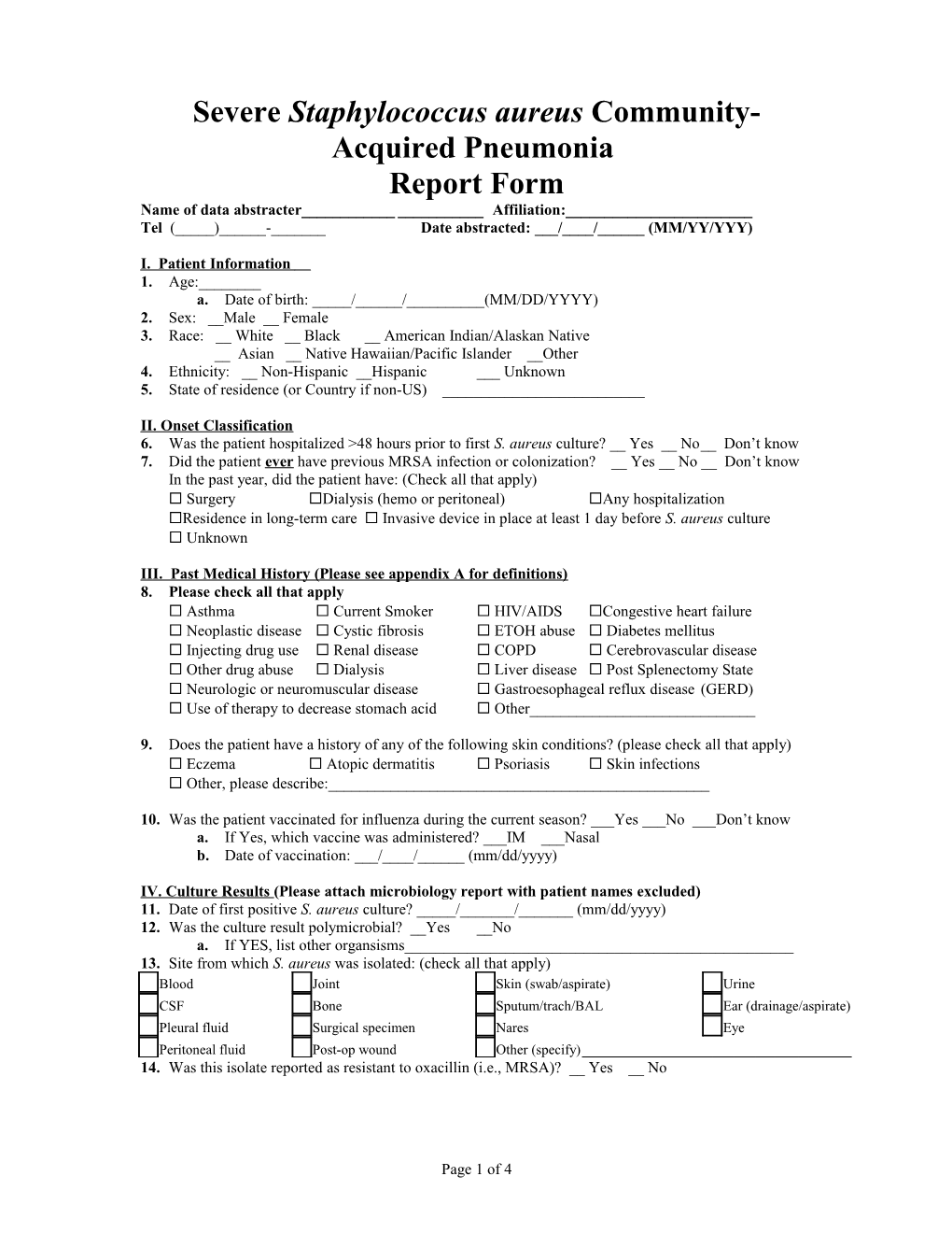 Infections Post Allograft Surveillance Phone Call Log