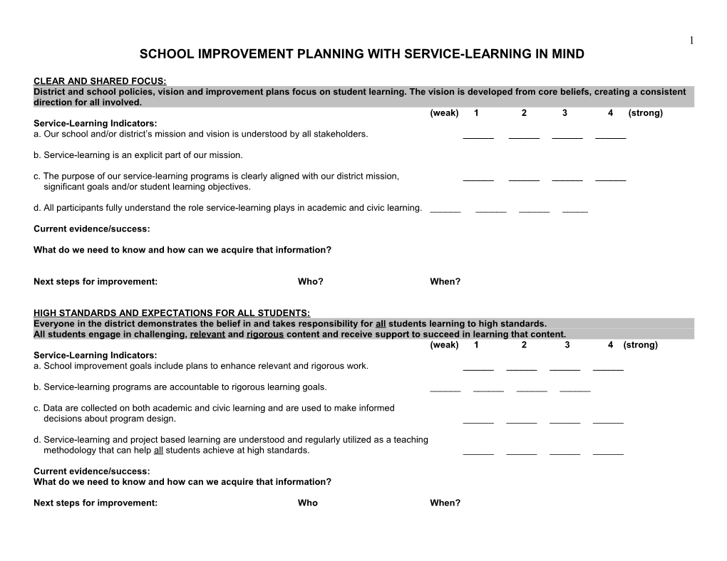 Service-Learning Rubrick