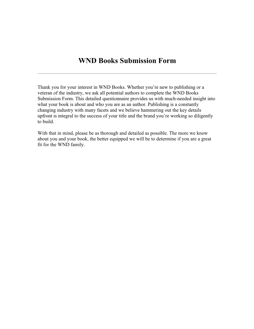 WND Books Submission Form