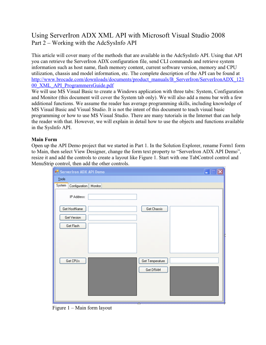 Using Serveriron ADX XML API with Microsoft Visual Studio 2008