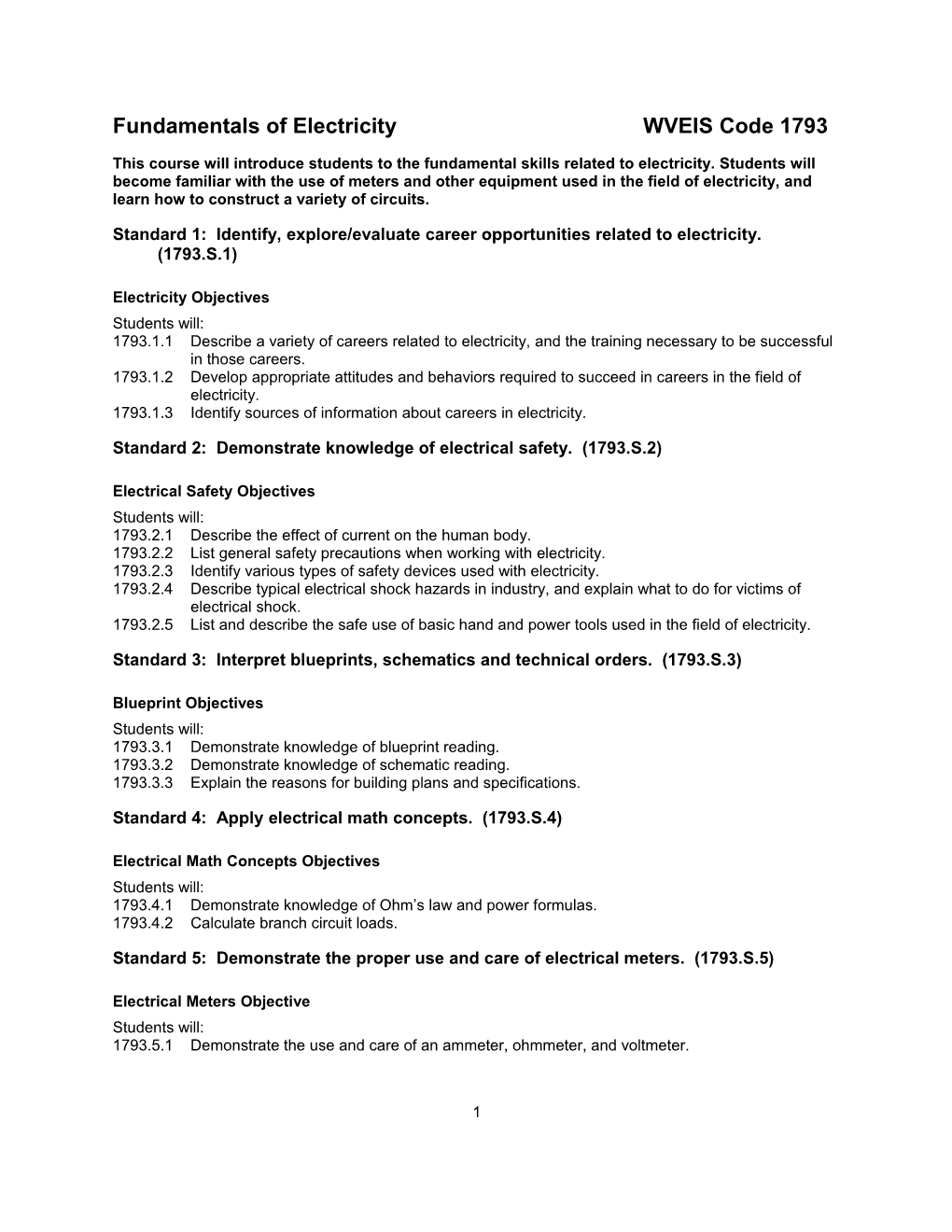 Fundamentals of Electricity