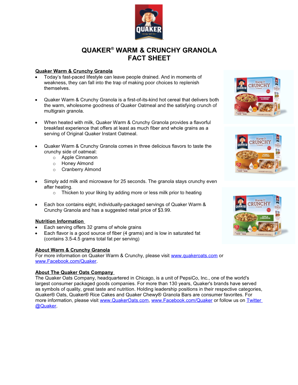 New Quaker Instant Oatmeal