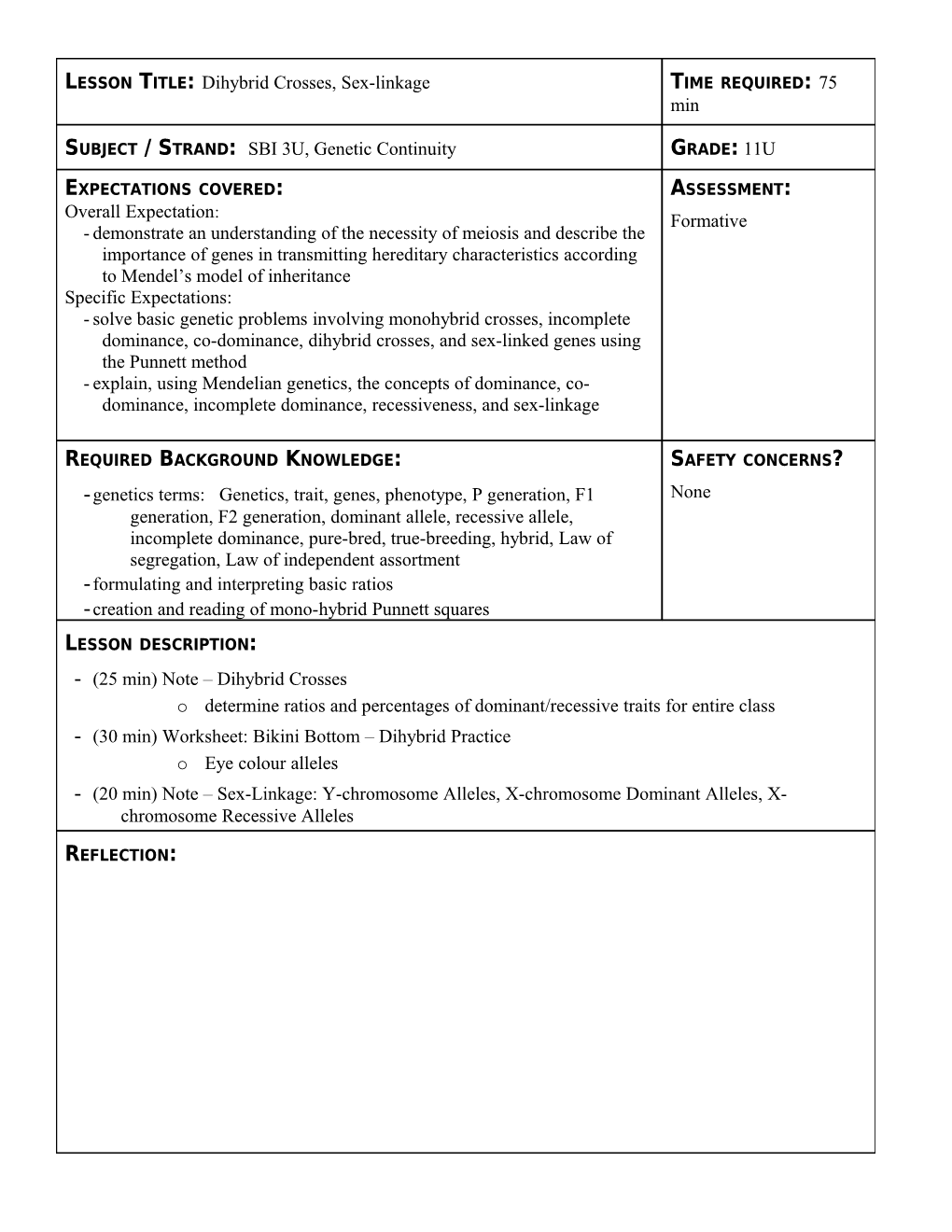 General Lesson Planning Format