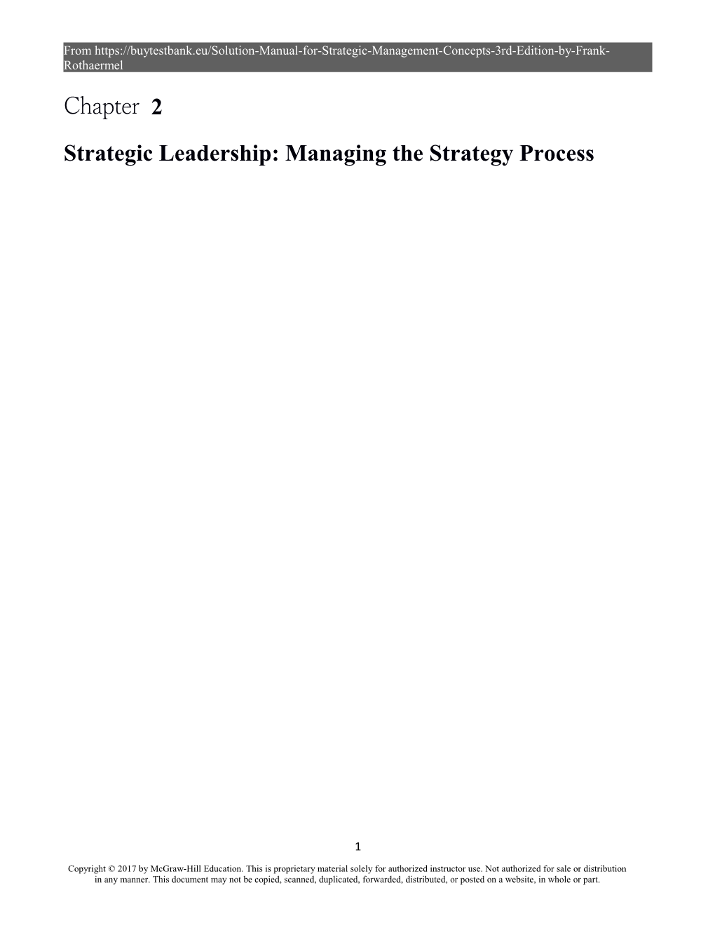 Strategic Leadership: Managing the Strategy Process