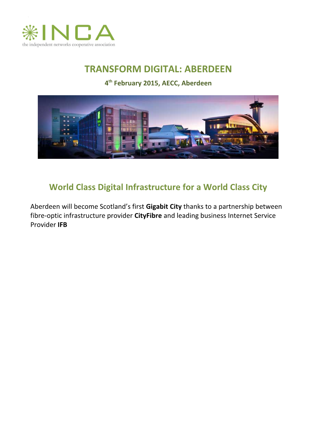 World Class Digital Infrastructure for a World Class City