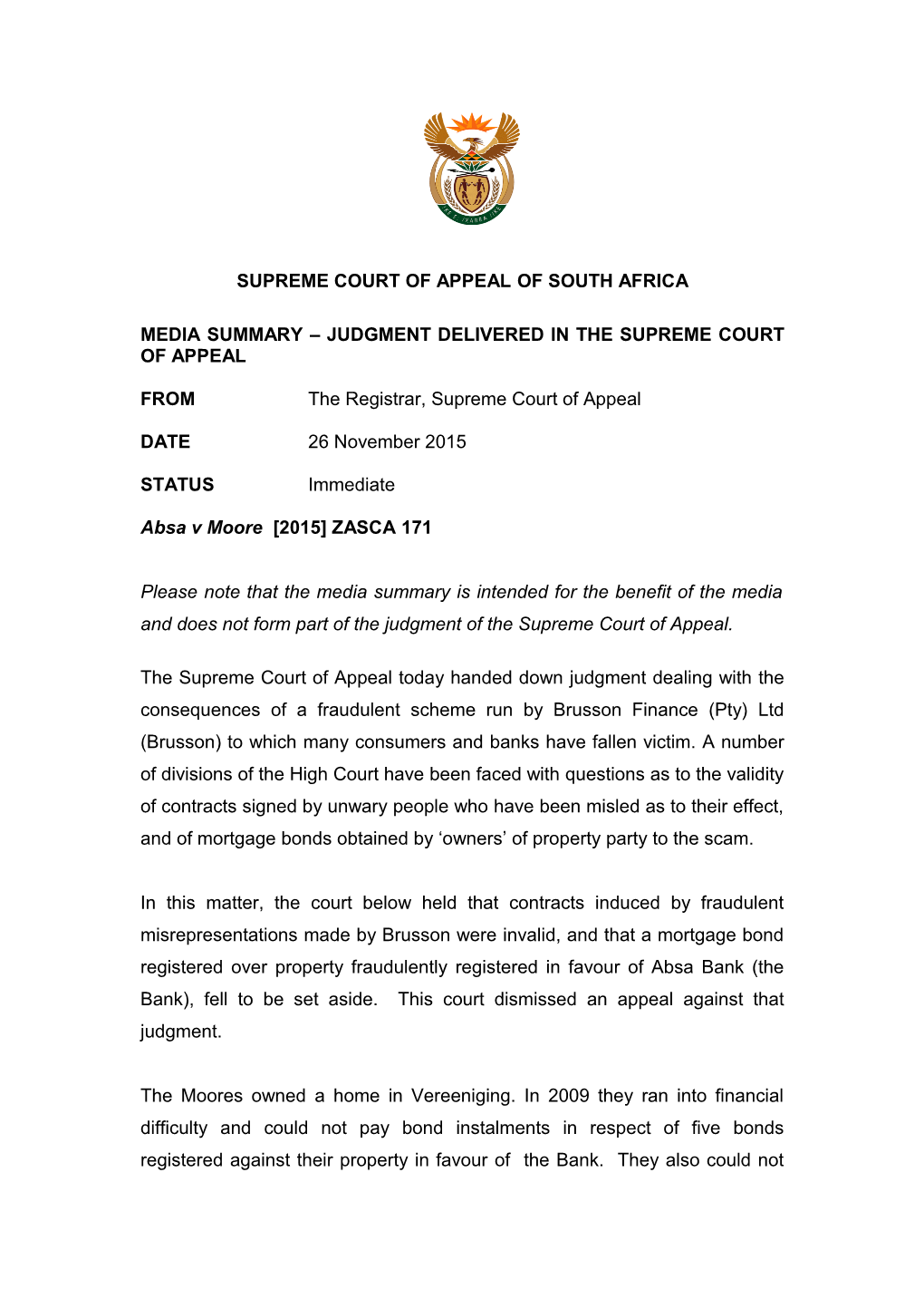 Supreme Court of Appeal of South Africa s1