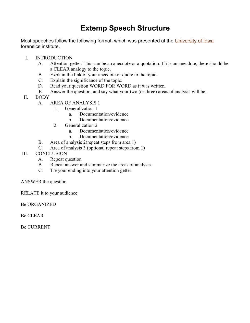 Extemp Speech Structure