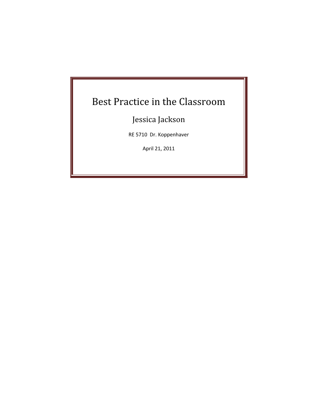 Best Practice in the Classroom