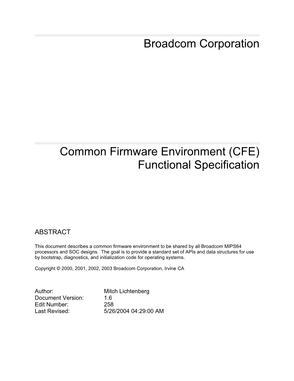 Common Firmware Environment (CFE)