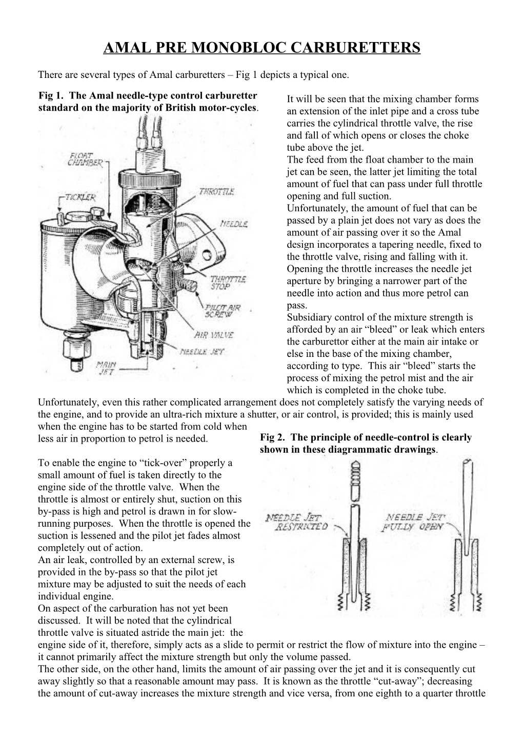 There Are Several Types of Amal Carburetters Fig 1 Depicts a Typical One
