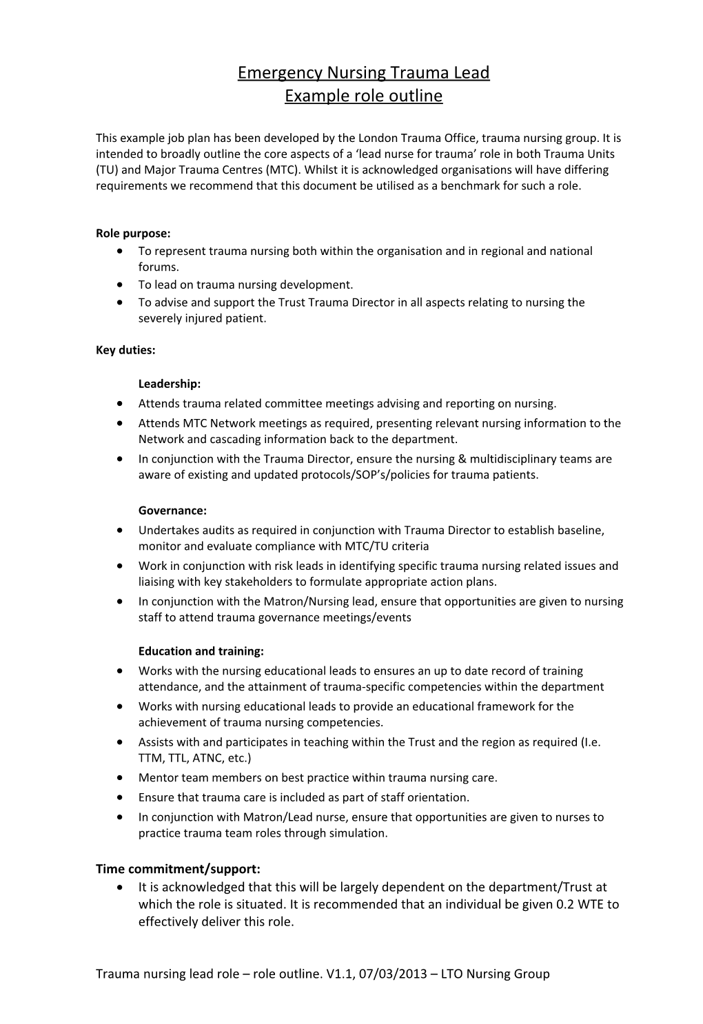 Emergency Nursing Trauma Lead