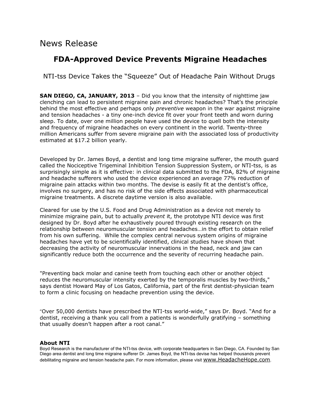 FDA-Approved Device Prevents Migraine Headaches