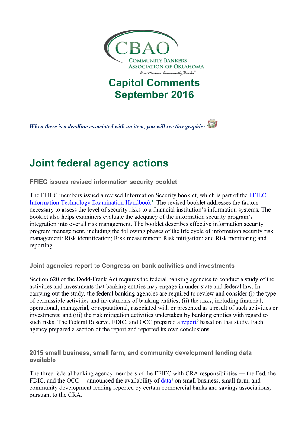 Joint Federal Agency Actions