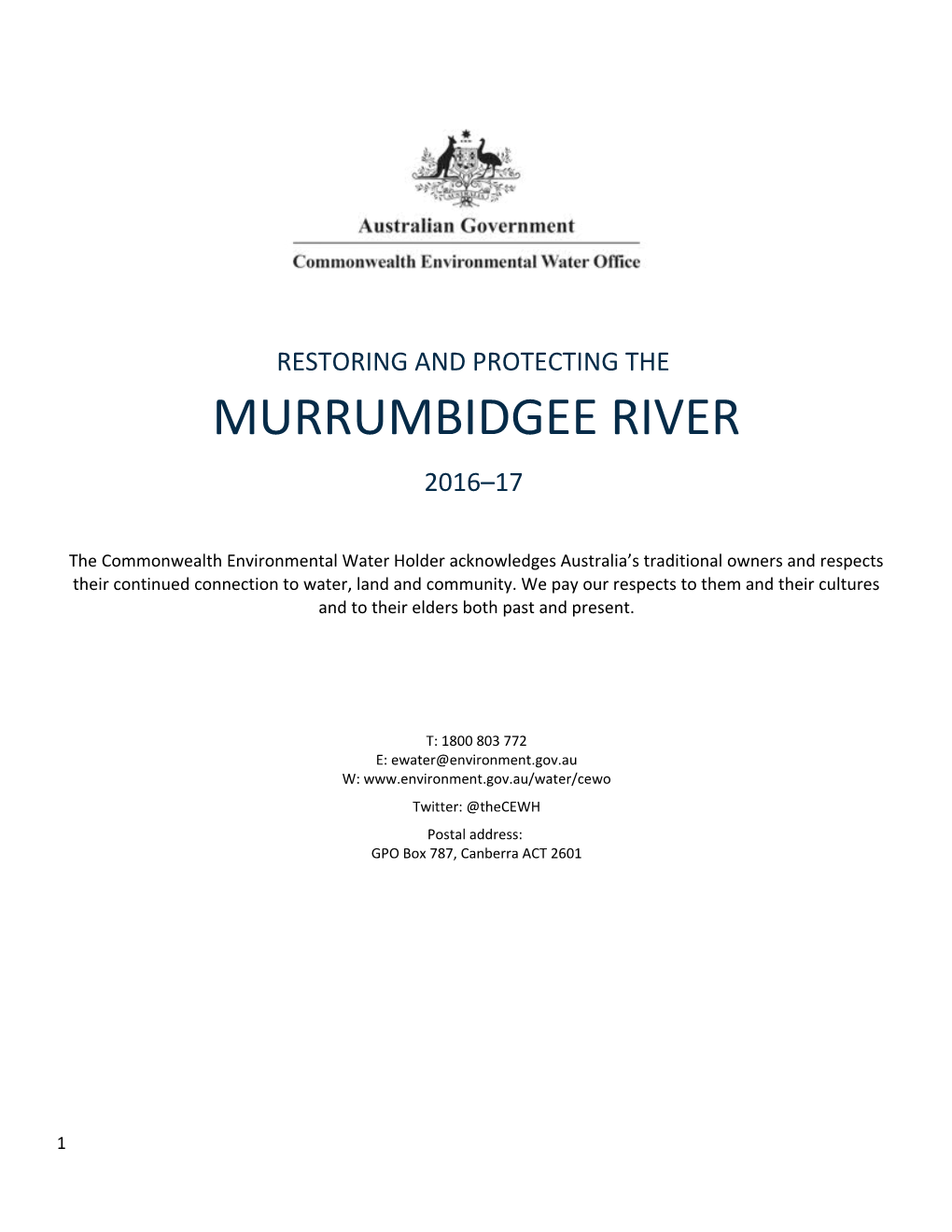 Restoring and Protecting the Murrumbidgee River 2016-17