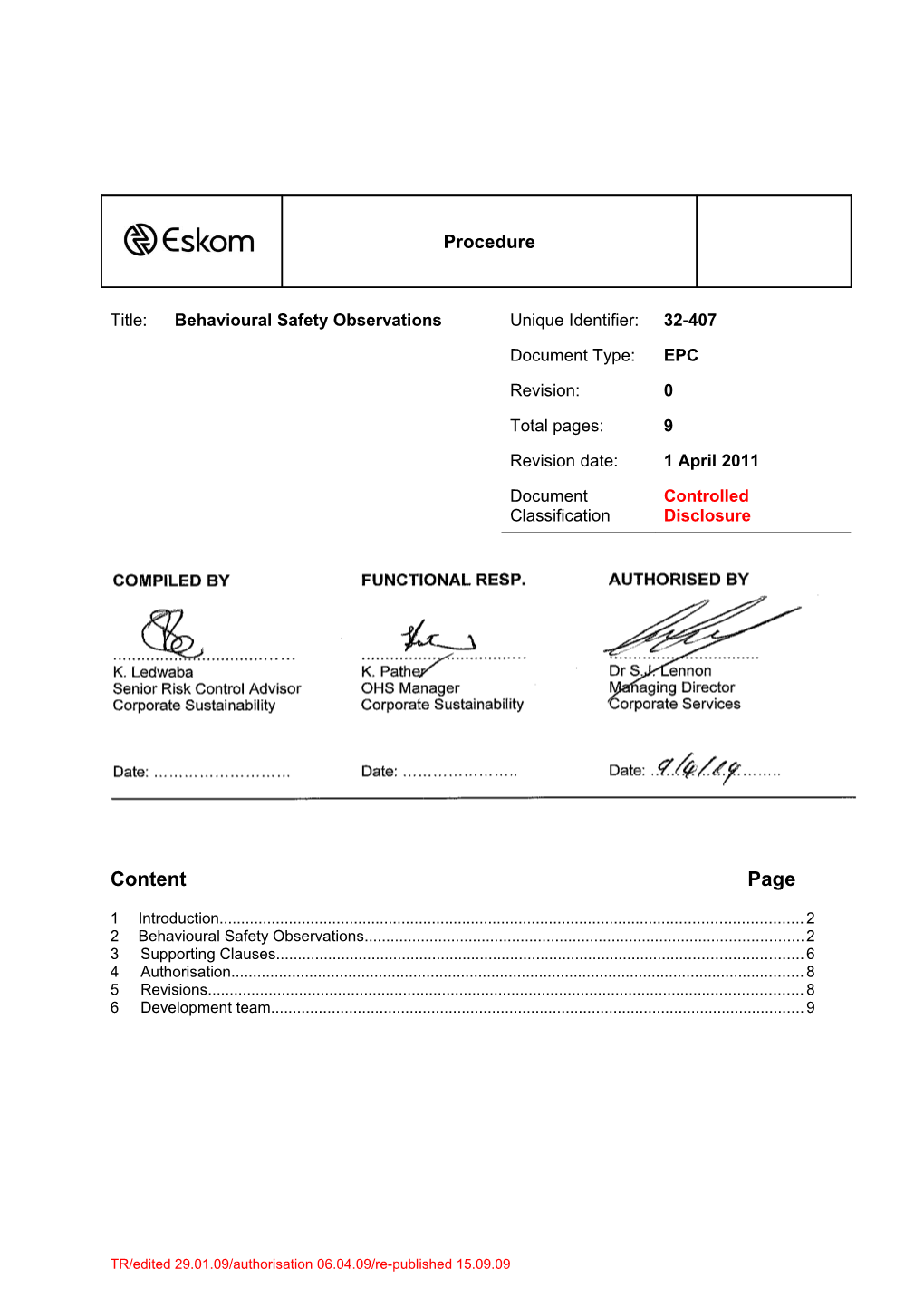 Red Writing: Information About the Content of the Policy