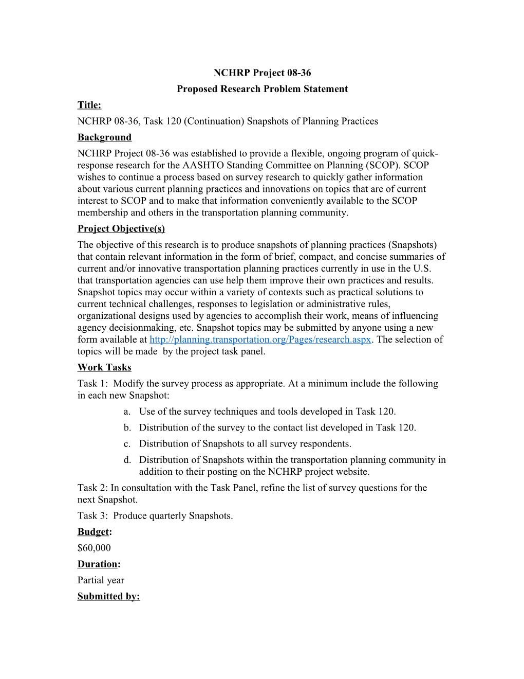 Proposed Research Problem Statement