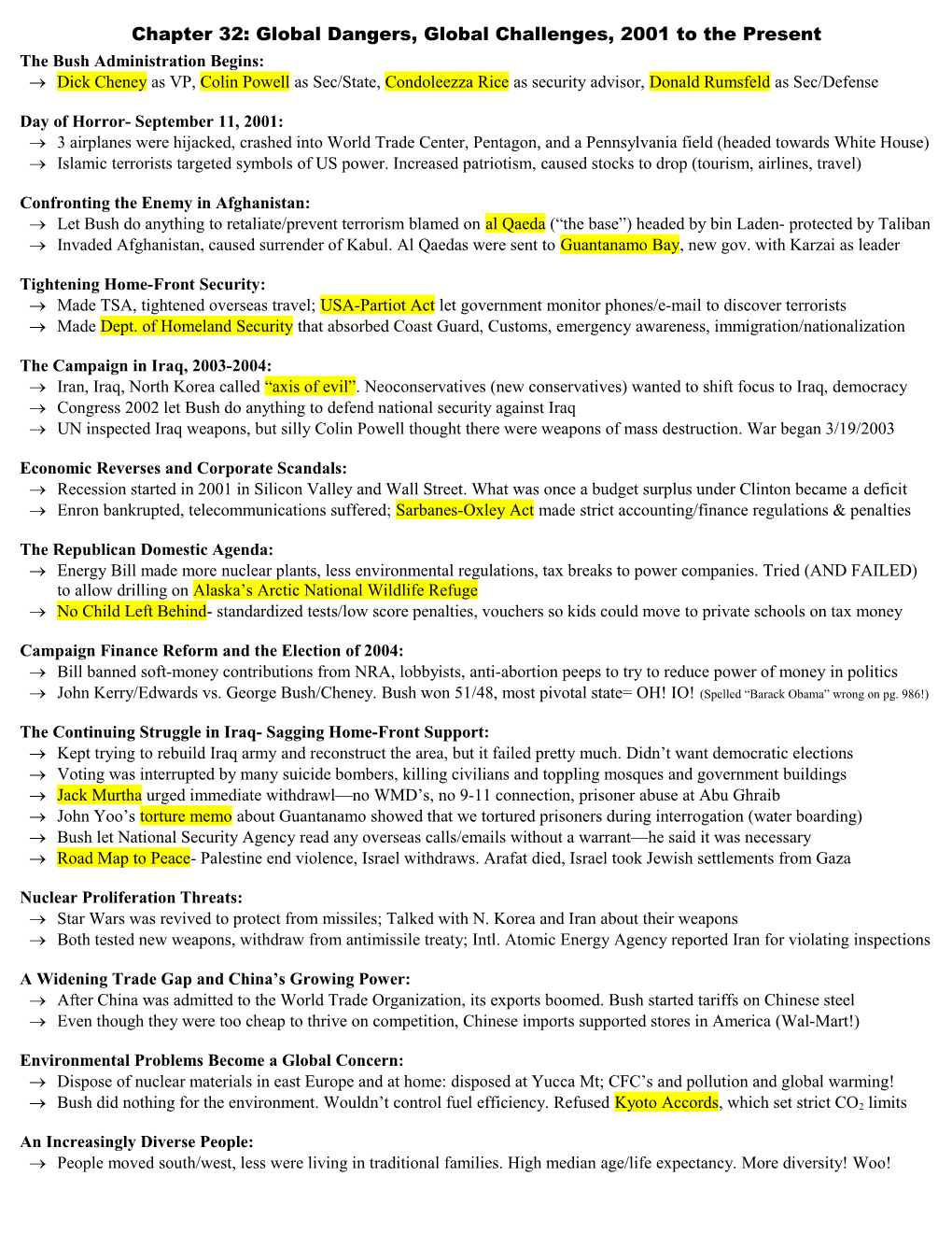 Chapter 32: Global Dangers, Global Challenges, 2001 to the Present