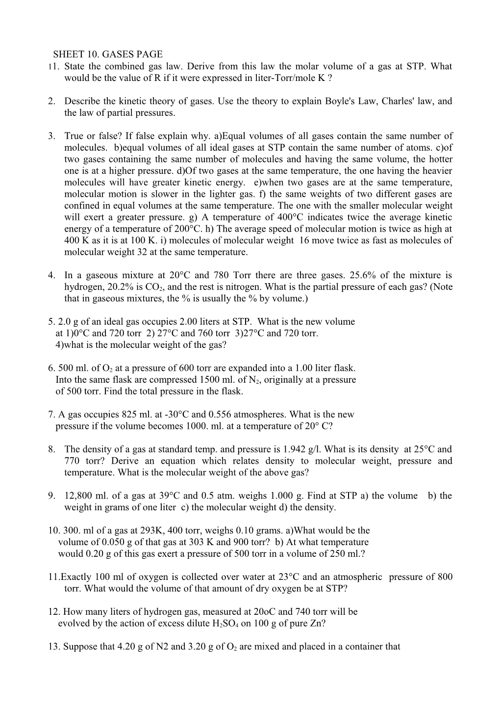 Sheet 10. Gases Page Xxx