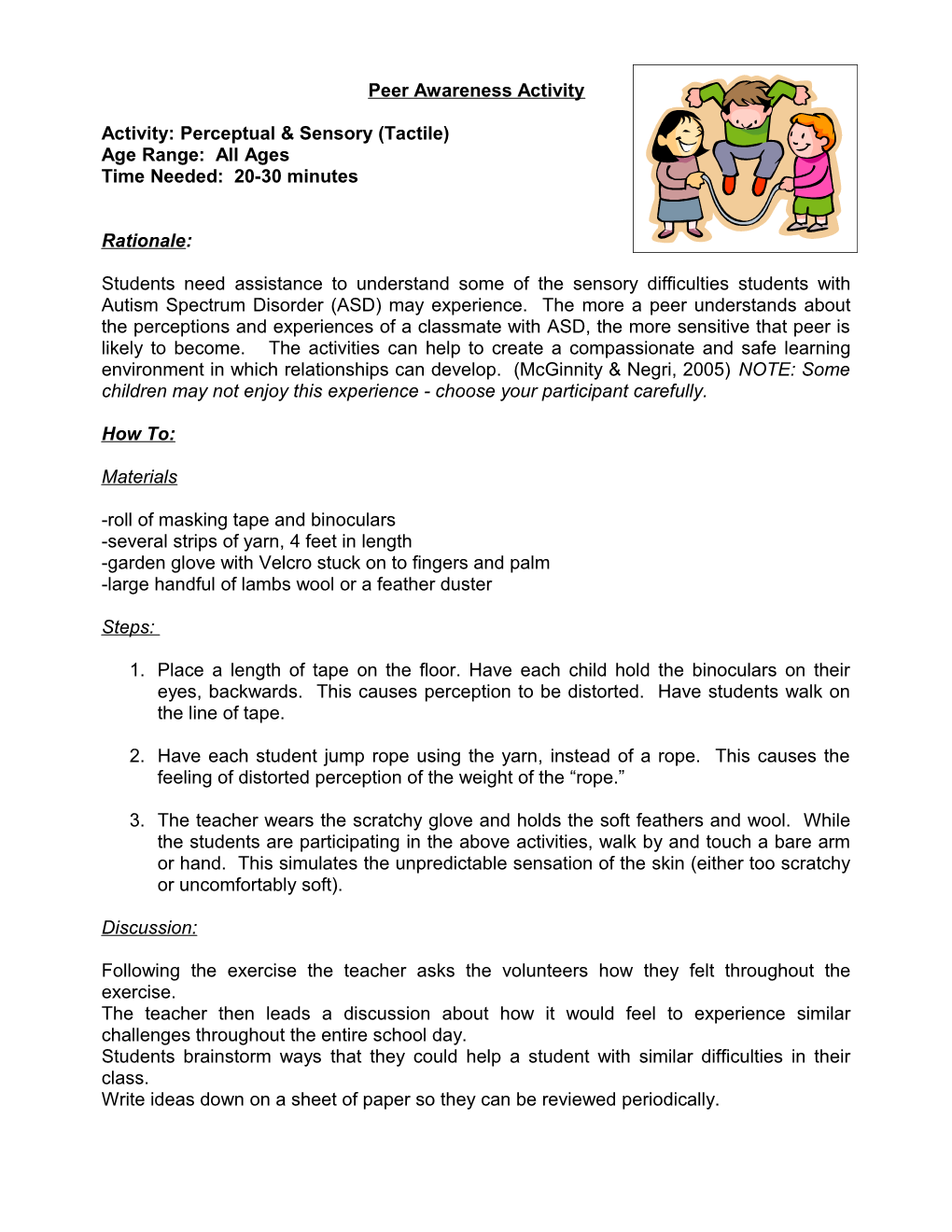 Activity: Perceptual & Sensory (Tactile)