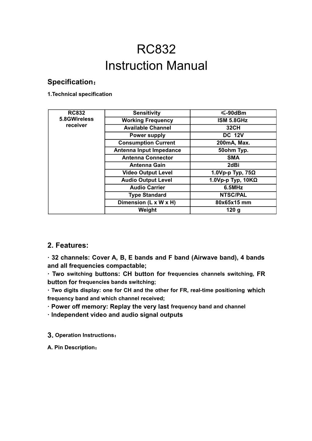 1.Technical Specification