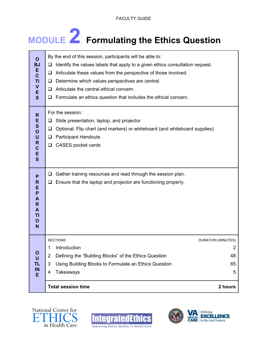 Integratedethics Ethics Consultation Beyond the Basics Module 2 - Faculty Guide - US Department