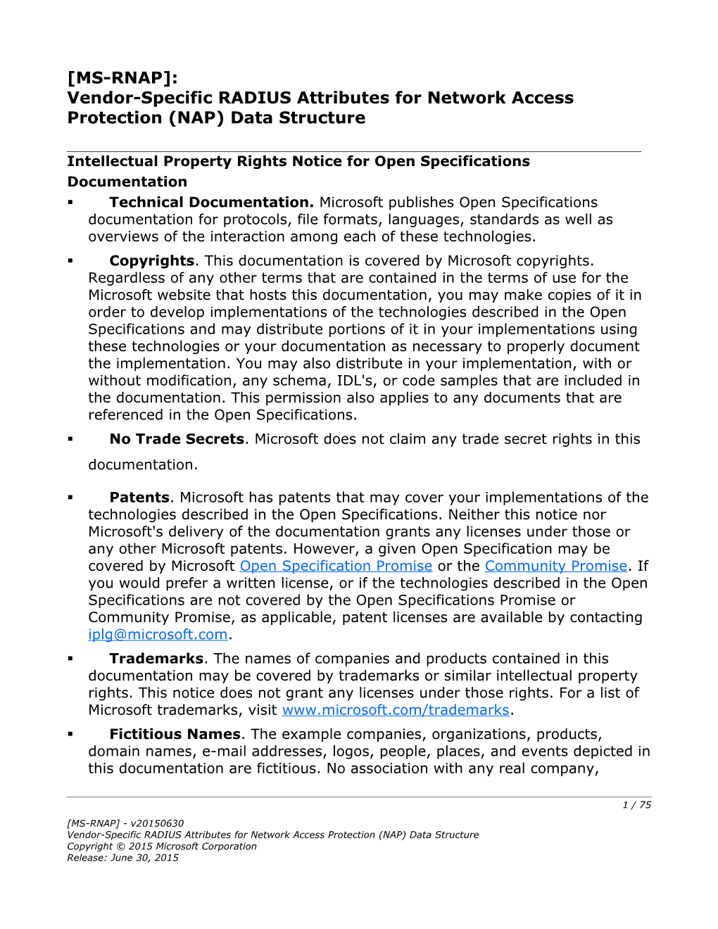 Vendor-Specific RADIUS Attributes for Network Access Protection (NAP) Data Structure