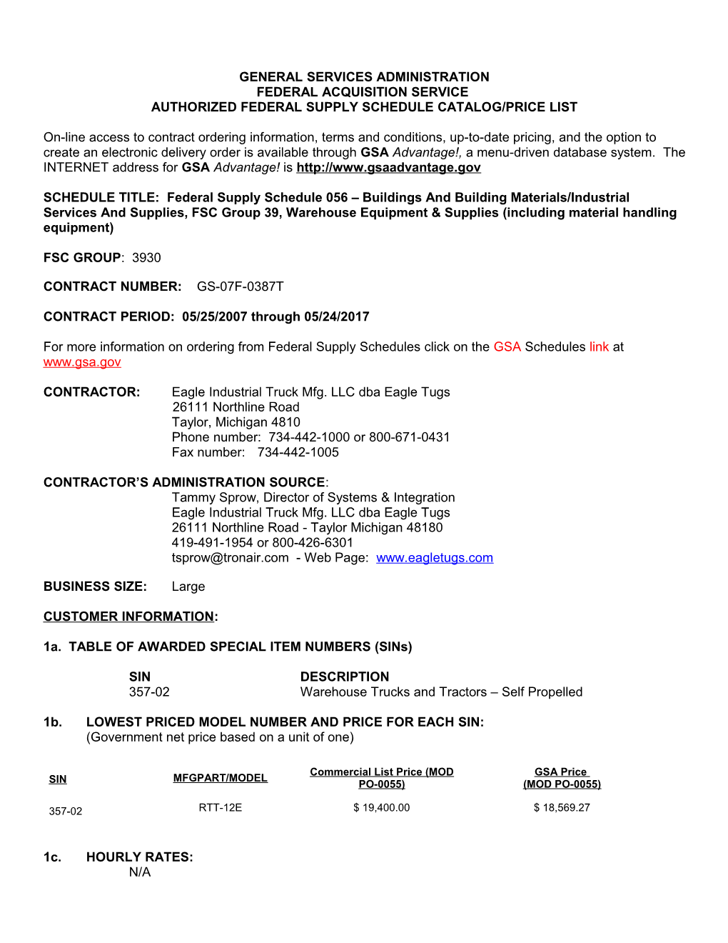 Standard Form 1449, Contract for Commercial Items (Cont D) Page 1A s2