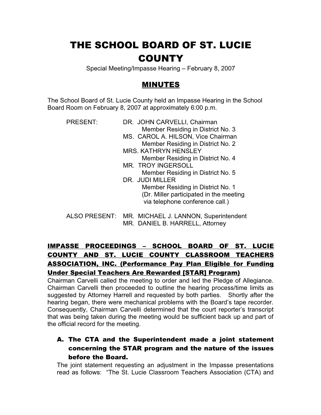 02-08-07 SLCSB Impasse Hearing Minutes