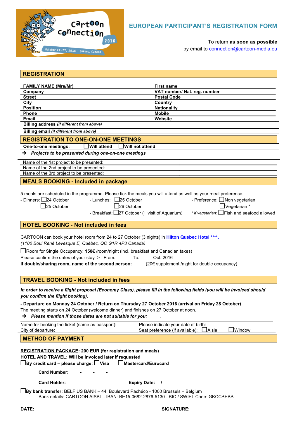 Registration to One-On-One Meetings