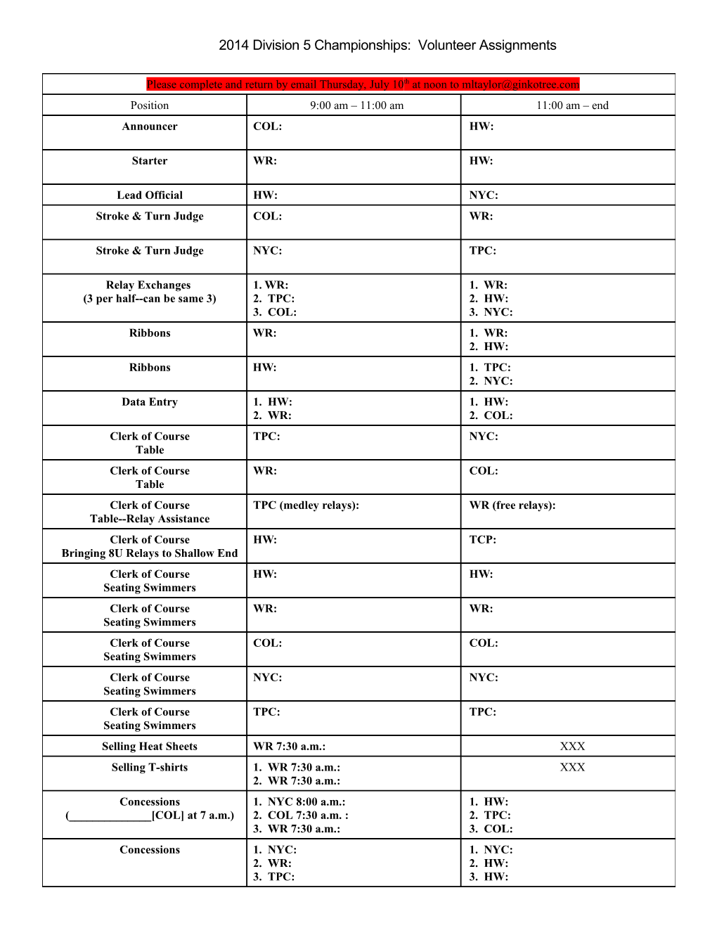 Midlakes Swim League Division V