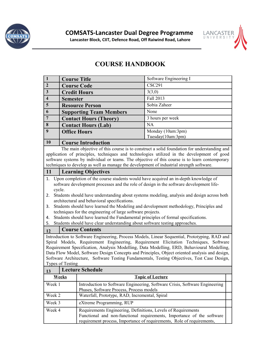 COMSATS-Lancaster Dual Degree Programme