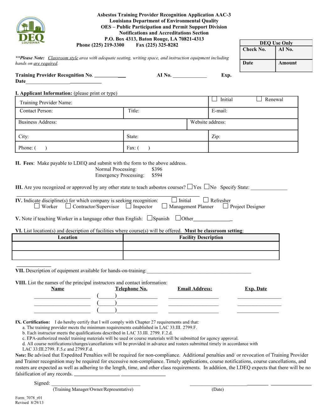 Louisiana Department of Environmental Quality s1