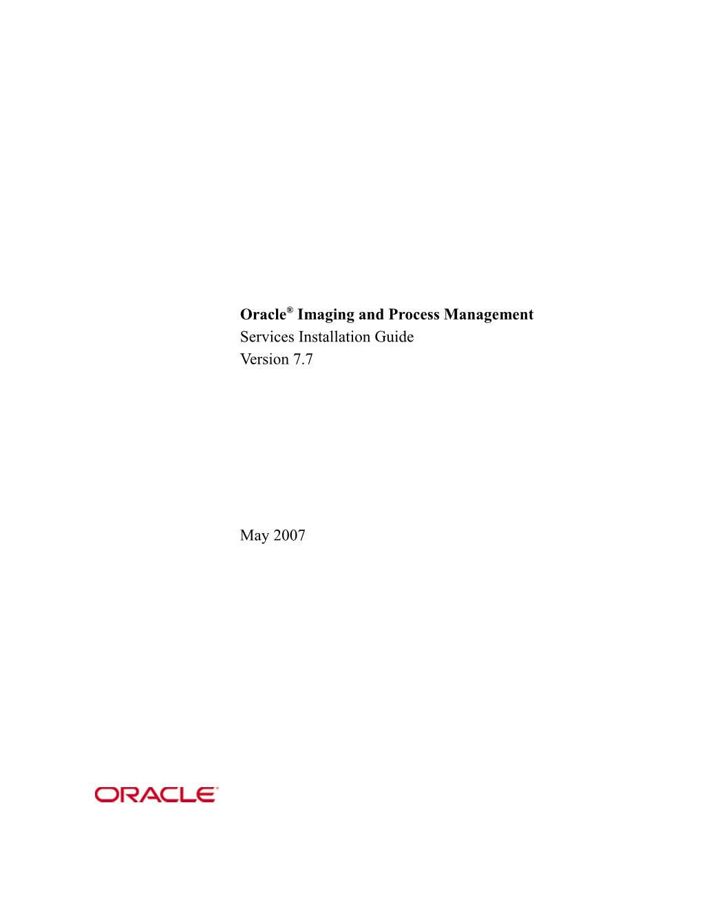 Oracle Imaging and Process Management Services Installation Guide