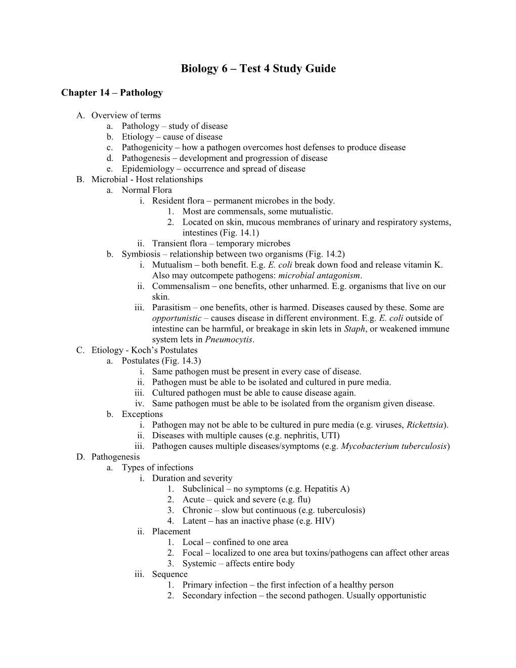 Biology 6 Test 3 Study Guide