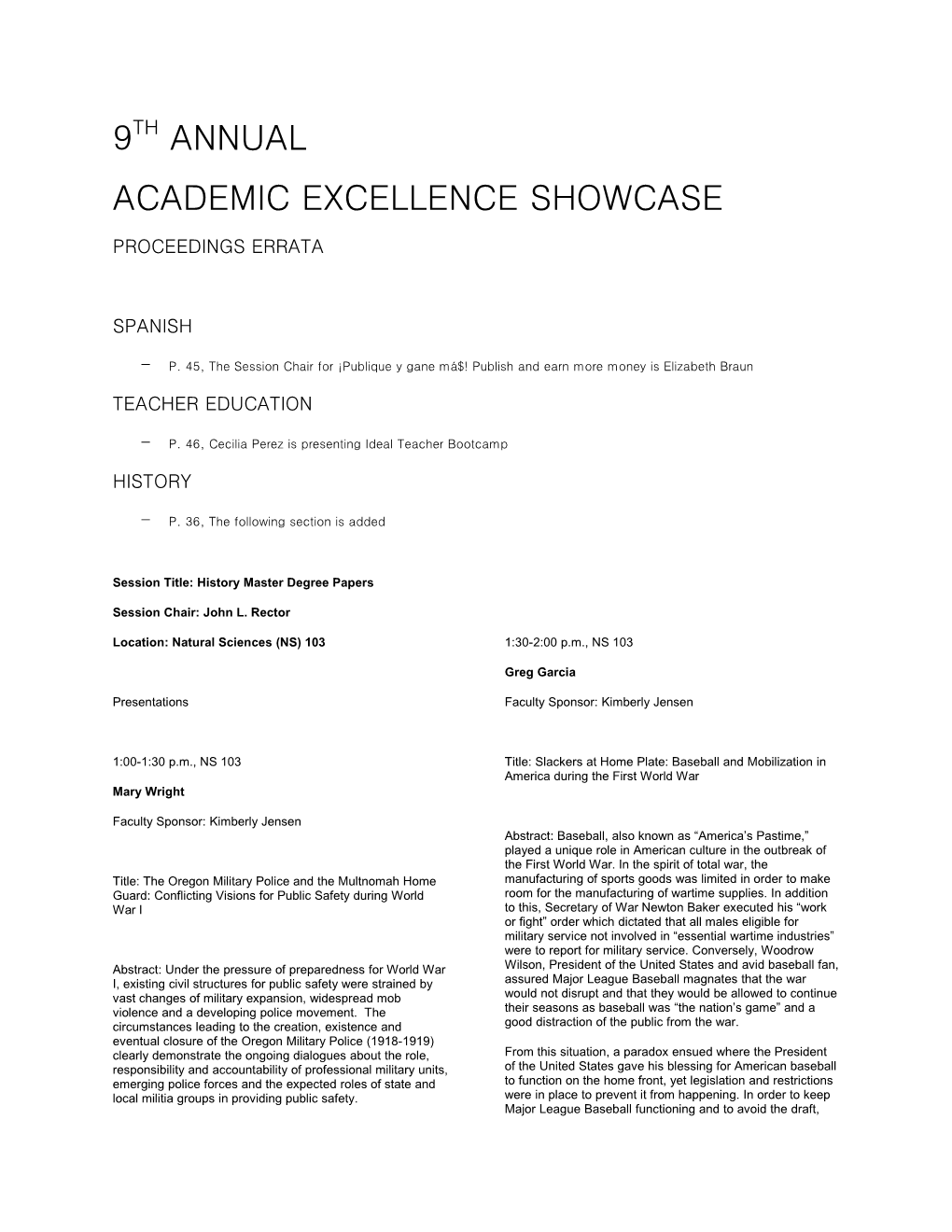 Academic Excellence Showcase