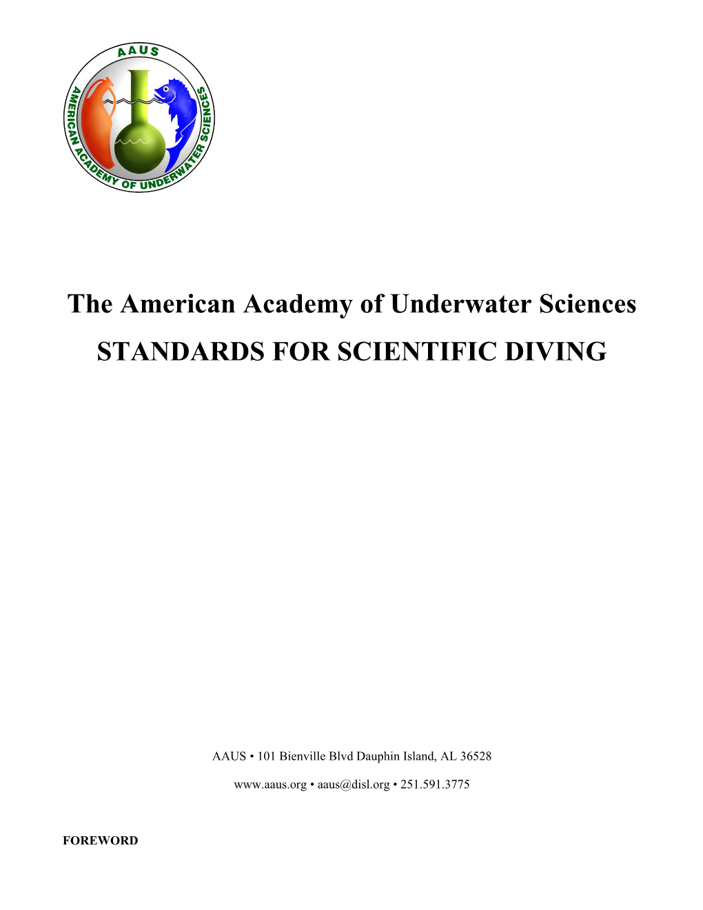 The American Academy of Underwater Sciences