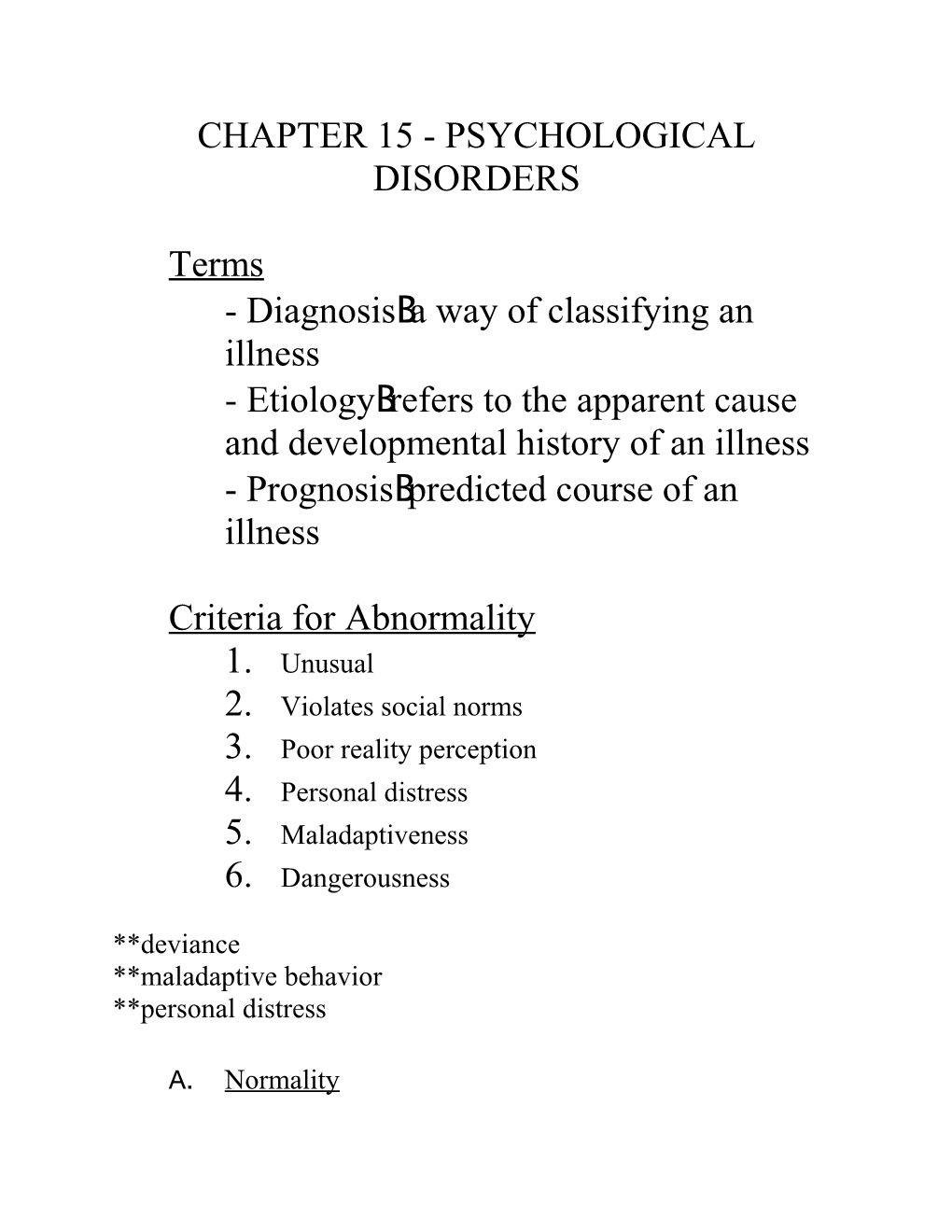 Chapter 15 - Psychological Disorders