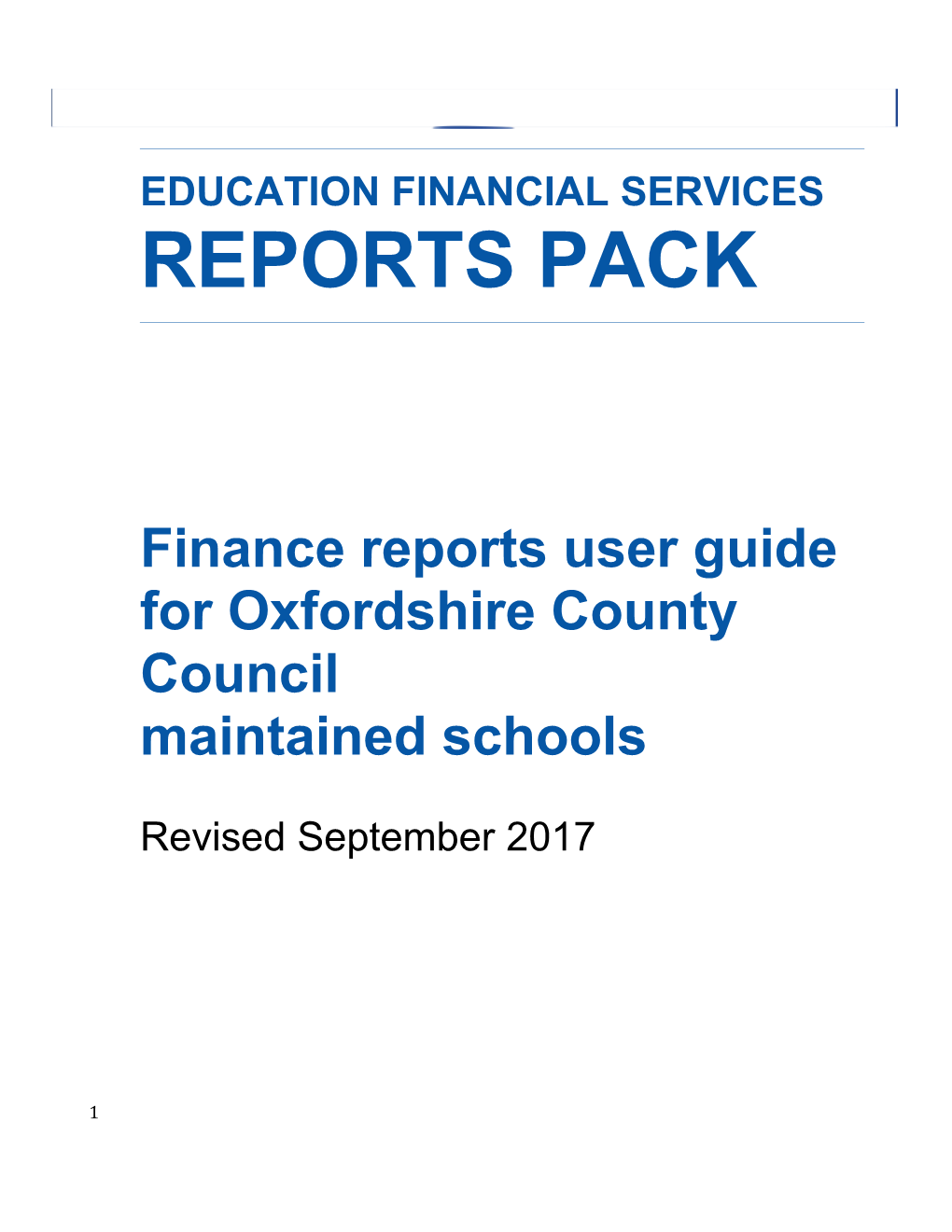 Finance Reports User Guide for Oxfordshire County Council