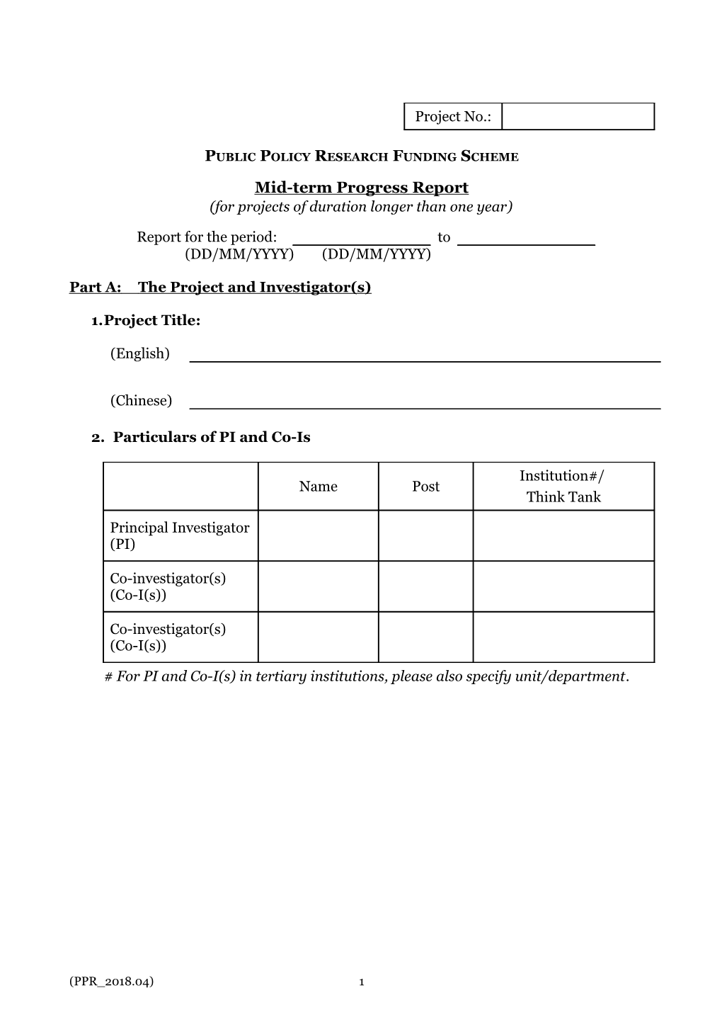 Public Policy Research Funding Scheme